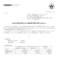 第 45 回定時株主総会における議決権行使結果に関するお知らせ