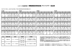 ＜2015年度春学期＞ 教職課程指導相談室 アドバイザー 担当表