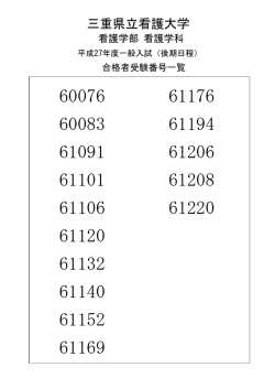 （後期日程）合格者受験番号