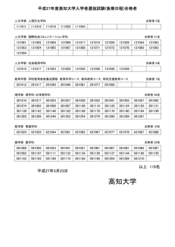 平成27年度一般入試（後期日程）