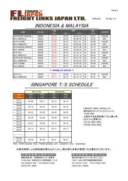 INDONESIA & MALAYSIA SINGAPORE T/S SCHEDULE