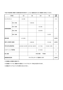 平成27年度春期に開催する就職支援行事日程です。よりよい進路決定の
