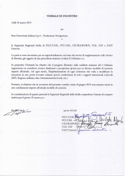 Incontro 18 Marzo 2015,Vertenza Stretto di Messina