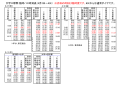 大学⇔駅間 臨時バス時刻表（4月2日～4日） ※赤斜め時刻は臨時便;pdf