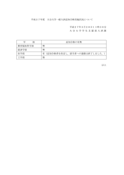 平成27年度一般入試追加合格実施状況を掲載しました。;pdf