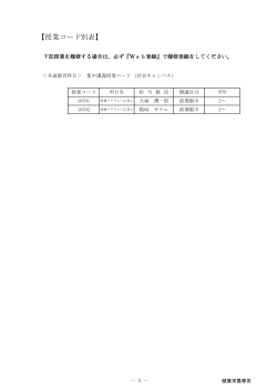 【授業コード別表】;pdf