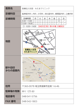 医院名 診療科目 診療時間 地図 住所 駐車場の有無 電話番号 FAX 番号;pdf