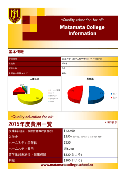 Matamata College Information 2015年度費用一覧;pdf