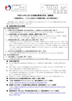 平成26年における労働災害発生状況（速報値） - 長野労働局;pdf