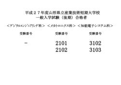 平成27年度山形県立産業技術短期大学校 一般入学試験（後期）合格者;pdf