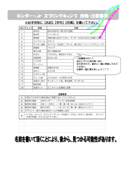 キンダー～Jr スプリングキャンプ 持物・注意事項;pdf