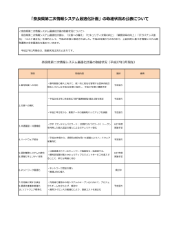 「奈良県第二次情報システム最適化計画」の取組状況の公表について;pdf