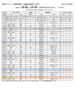 南谷クリニック岡町本院 診療担当医表【4月】;pdf