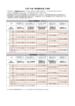 平成27年度 集団健診会場・日程表 (49キロバイト);pdf