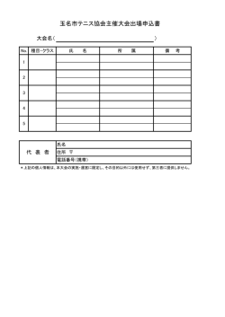 玉名市テニス協会主催大会出場申込書;pdf