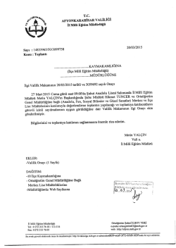 Müdürlüğümüzün konu ile ilgili 20/03/2015 tarih ve 3099758 sayılı;pdf