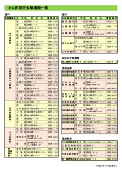 中央区指定金融機関一覧（PDF：116KB）