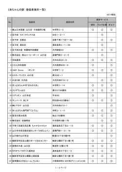 赤ちゃんの駅一覧(平成27年4月現在：42施設) (PDF形式：51KB)