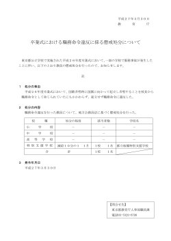 平成26年度卒業式における職務命令違反に係る懲戒処分について（PDF