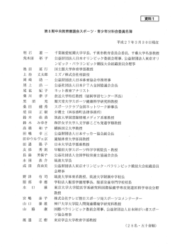 第8期中央教育審議会スポーツ ー 青少年分科会委員名簿