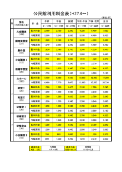 公民館利用料金表（H27.4～）