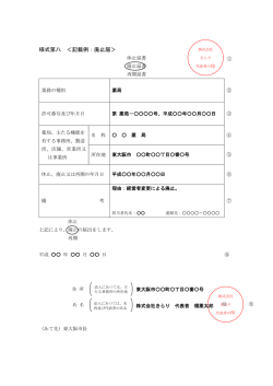 休止・廃止・再開届書(記載例)