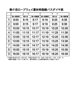 ロープウェイ運休中の路線バスダイヤはコチラをご覧下さい