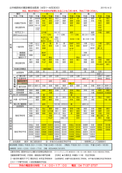 診療担当医表（PDF）