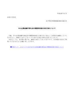 中小企業金融円滑化法の期限到来後の対応方針について