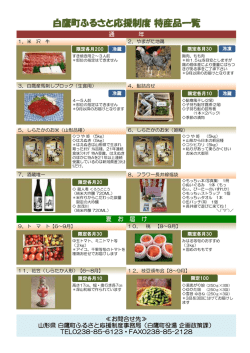 平成27年度特産品一覧
