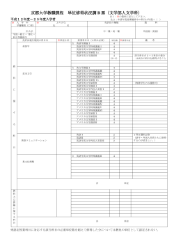 単位修得状況調B票 - 京都大学大学院文学研究科・文学部