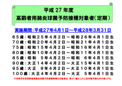 定期の高齢者用肺炎球菌予防接種対象者 生年月日（PDF