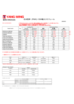 北米西岸 (PNW) / 日本輸入スケジュール