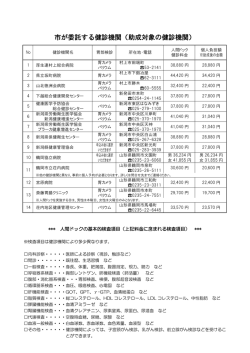 委託健診機関と主な検査項目 [PDFファイル／159KB]