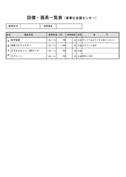 設備・器具一覧表（事業化支援センター）