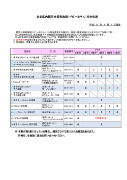 杉並区内認可外保育施設（ベビーホテル）空き状況