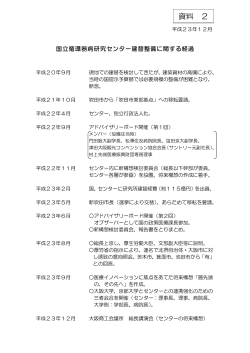 資料2「国立循環器病研究センター建替整備に関する経過」