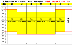 フィットネスセンター開放時間表＜4月1-11日＞（PDF 50KB