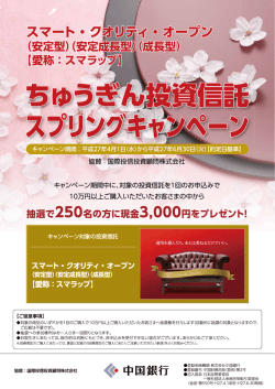 ちゅうぎん投資信託スプリングキャンペーン取扱開始について