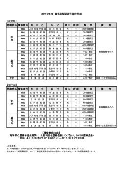 資格課程関係科目（共通講座） 2015.4.1現在