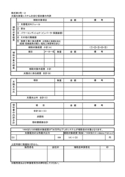 様式第3号－2 太陽光発電システムを含む領収書の内訳 金 額 項目