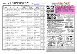 平成27年 4月給食予定献立表