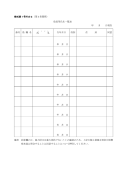 様式第1号その2（第4条関係） 役員等氏名一覧表 年 月 日現在 番号 役