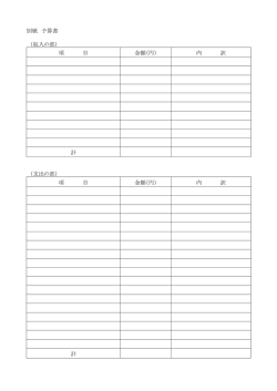 別紙 予算書 （収入の部） 項 目 金額（円） 内 訳 計 （支出の部）