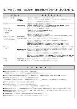 平成27年度 狭山校舎 履修登録スケジュール（新入生用）
