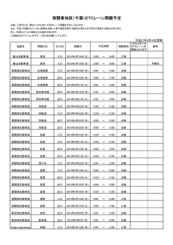 南関東地区（千葉）ETCレーン閉鎖予定