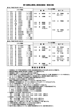 第1回岡山県陸上競技記録会 競技日程 競 技 注 意 事 項