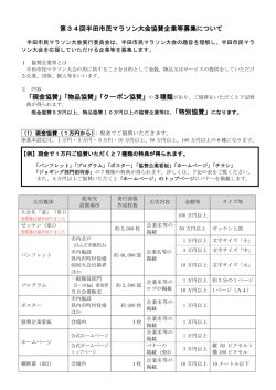 第34回半田市民マラソン大会協賛企業等募集について 「現金協賛