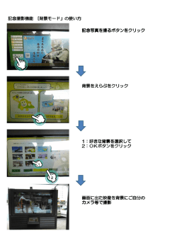 記念撮影機能 [背景モード」の使い方 記念写真を撮るボタンをクリック