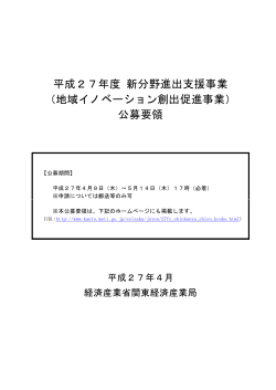 平成27年度 新分野進出支援事業 （地域